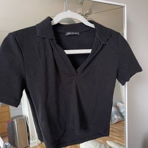 Black Cropped Polo